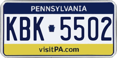 PA license plate KBK5502