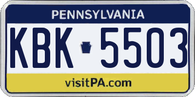 PA license plate KBK5503