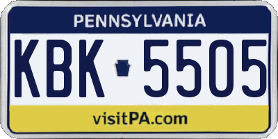 PA license plate KBK5505