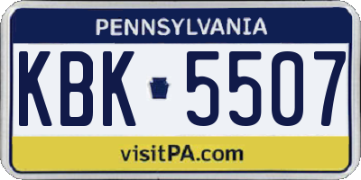 PA license plate KBK5507