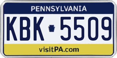 PA license plate KBK5509