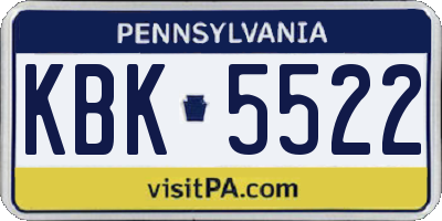 PA license plate KBK5522