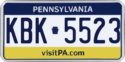 PA license plate KBK5523