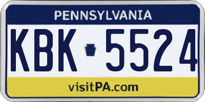 PA license plate KBK5524