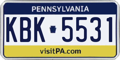 PA license plate KBK5531