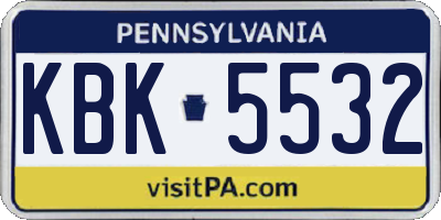 PA license plate KBK5532
