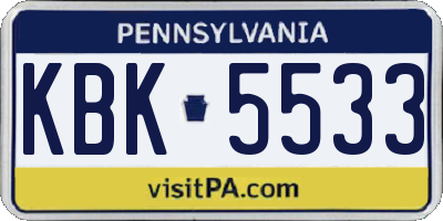 PA license plate KBK5533