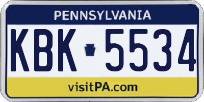 PA license plate KBK5534