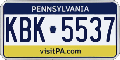 PA license plate KBK5537