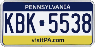 PA license plate KBK5538