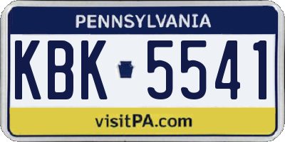 PA license plate KBK5541
