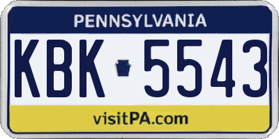 PA license plate KBK5543