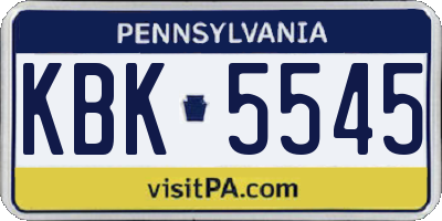 PA license plate KBK5545