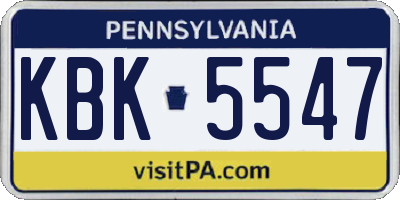 PA license plate KBK5547