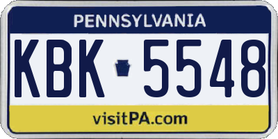 PA license plate KBK5548