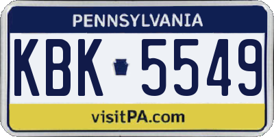 PA license plate KBK5549