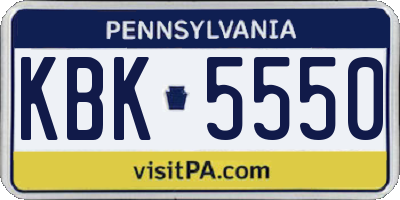 PA license plate KBK5550