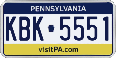 PA license plate KBK5551