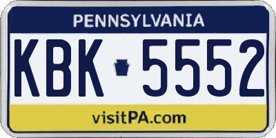 PA license plate KBK5552