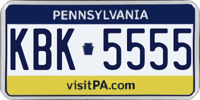 PA license plate KBK5555