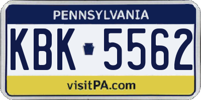PA license plate KBK5562