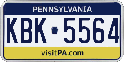 PA license plate KBK5564