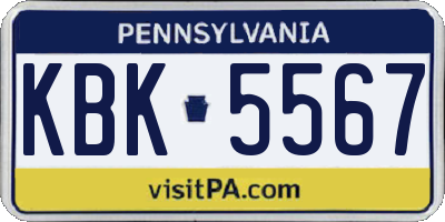 PA license plate KBK5567