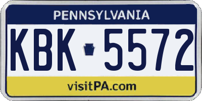 PA license plate KBK5572