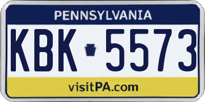 PA license plate KBK5573