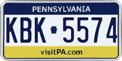 PA license plate KBK5574