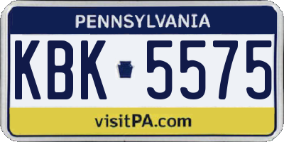 PA license plate KBK5575