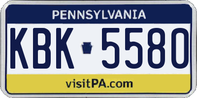 PA license plate KBK5580
