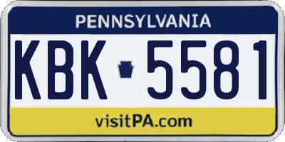 PA license plate KBK5581