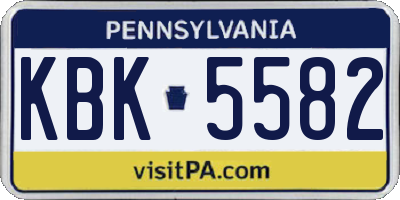 PA license plate KBK5582