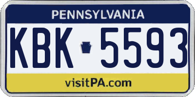 PA license plate KBK5593