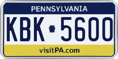 PA license plate KBK5600