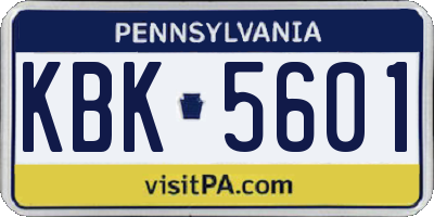 PA license plate KBK5601