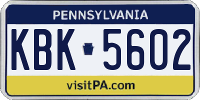 PA license plate KBK5602