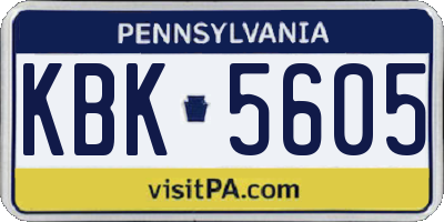 PA license plate KBK5605