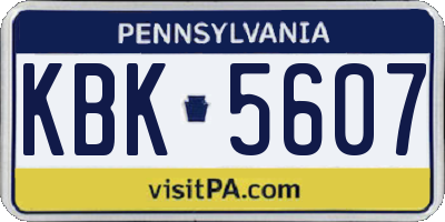 PA license plate KBK5607
