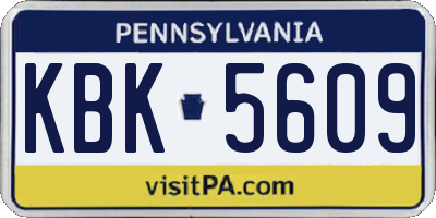 PA license plate KBK5609