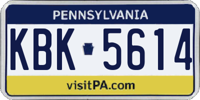 PA license plate KBK5614