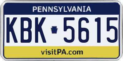 PA license plate KBK5615