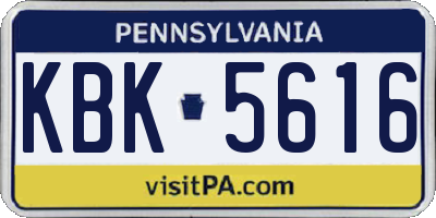 PA license plate KBK5616