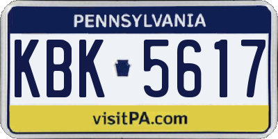 PA license plate KBK5617