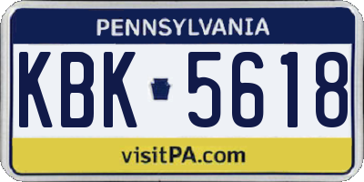 PA license plate KBK5618