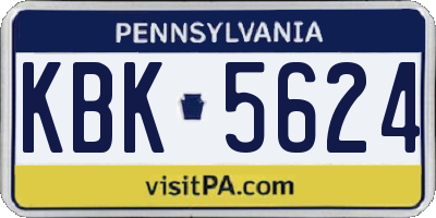 PA license plate KBK5624