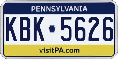 PA license plate KBK5626