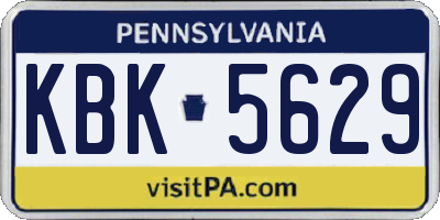 PA license plate KBK5629