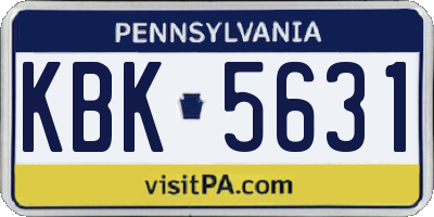 PA license plate KBK5631